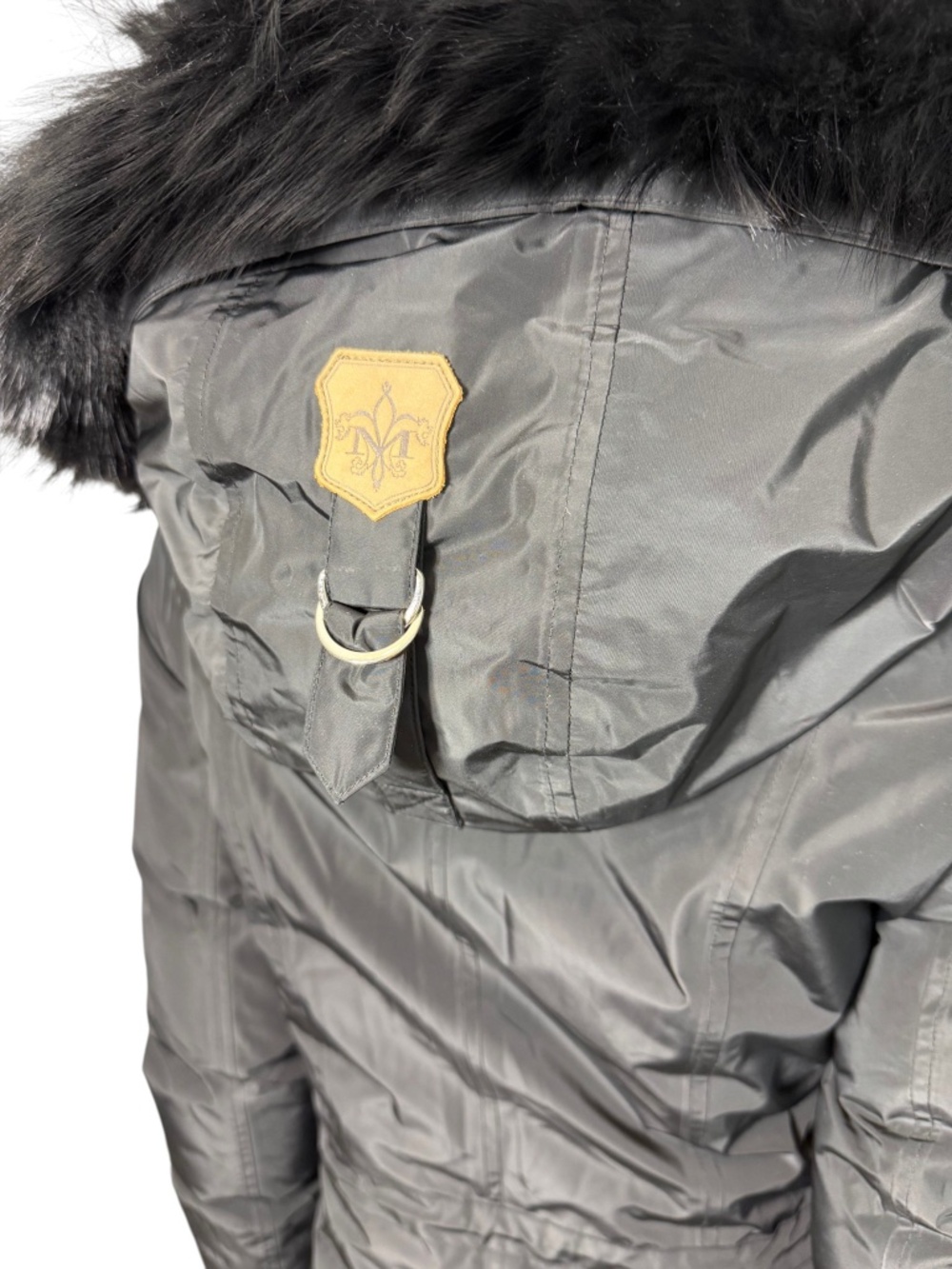 Mackage Down Parka Coat Real Asiatic Raccoon Fur Leather Trim Black XXS - Picture 8 of 16